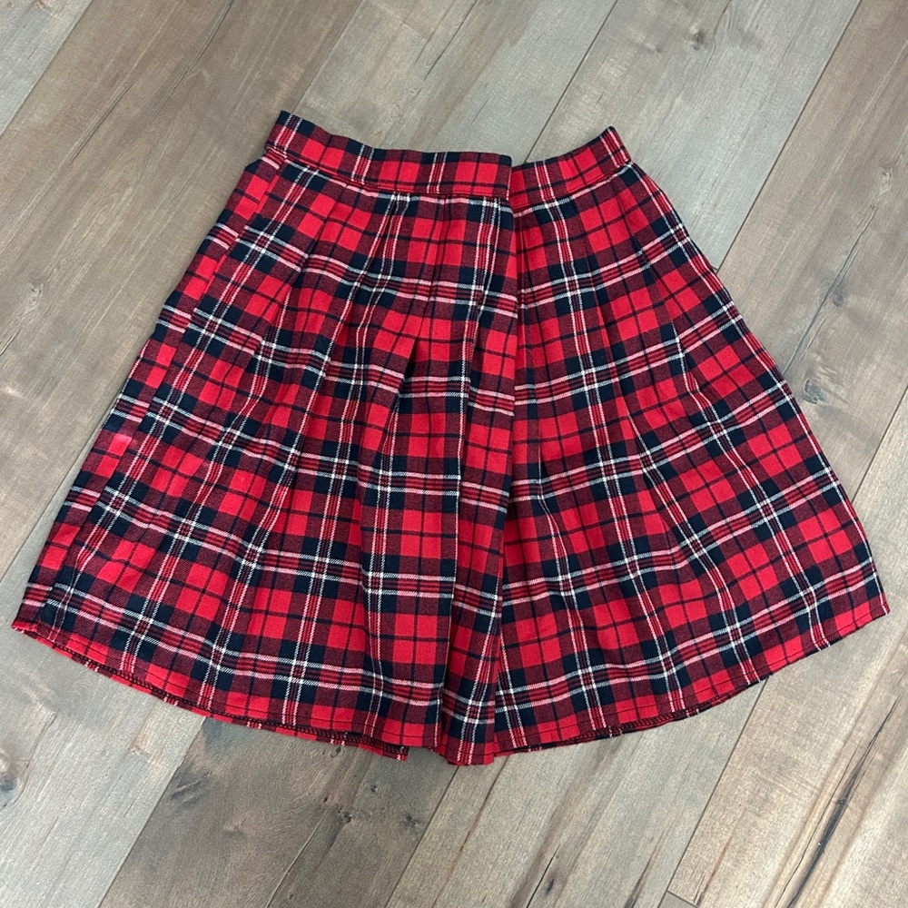 Plaid Mini Skirt in Red Tartan